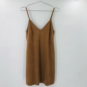 Wilfred Free Faux Suede Spaghetti Strap Mini Dress Tan Size XXS